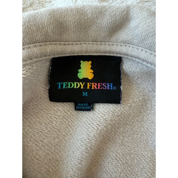 Teddy Fresh Tan Cropped 1/4 Zip Sweatshirt size Medium - Picture 5 of 9